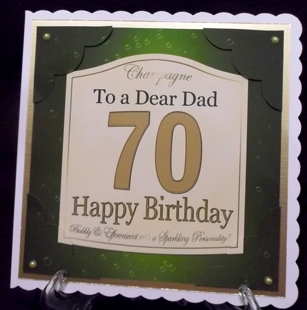 8 x 8 70th Birthday Dad Champagne Label Scalloped Corner Top by Suzi Cooper