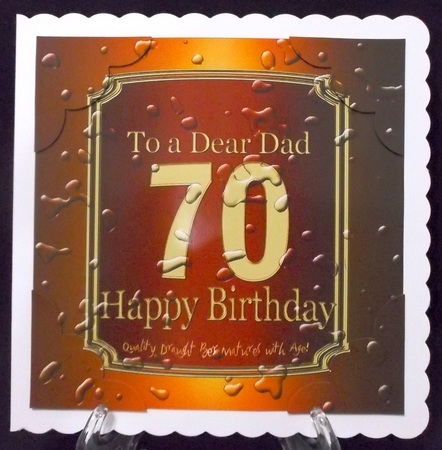 8 x 8 70th Birthday Dad Beer Label Scalloped Corner Topper by Suzi Cooper