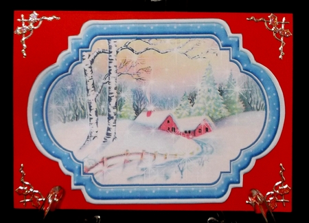Vintage Christmas Scenes Toppers & Insert Plaques Blue 2 by Suzi Cooper