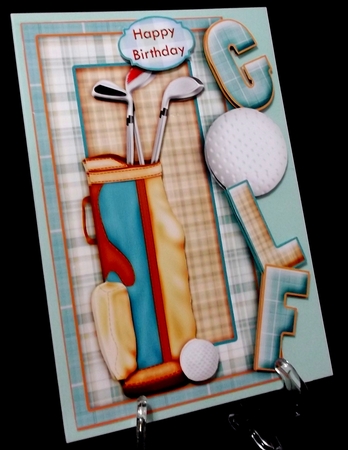 Golf Bag Over the Side Card & Decoupage by Suzi Cooper