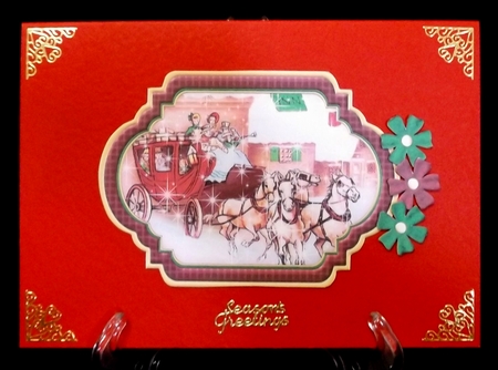 Vintage Christmas Scenes Toppers & Insert Plaques Red 4 by Suzi Cooper