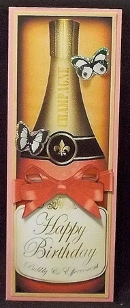 Large Dl Birthday Champers in a Box Quick Card 3D Decoupage by Suzi Cooper