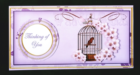 Lilac Birdcage Thinking of You Dl Decoupage Topper by Suzi Cooper