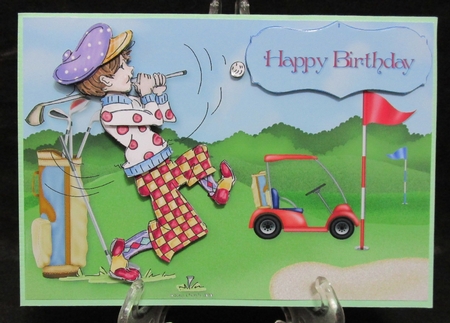 Wacky Male Golfer Card Front and Decoupage by Suzi Cooper