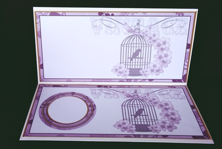 Lilac Birdcage Dl Insert Panel by Suzi Cooper