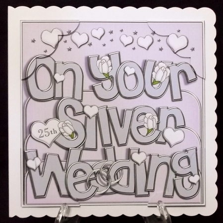 8 x 8 Silver Wedding Anniversary Scalloped Corner Topper by Suzi Cooper