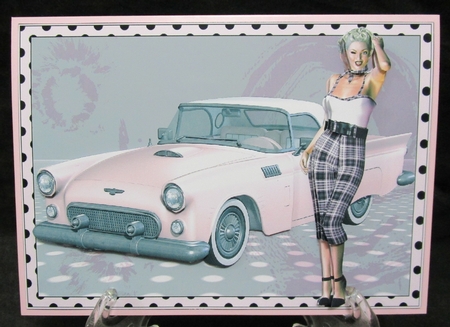 1950s Rock and Roll Lady and Her Pink T-bird A4 Mini Kit by Suzi Cooper