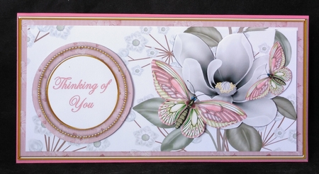 Pink Butterfly Thinking of You Dl Decoupage Topper by Suzi Cooper