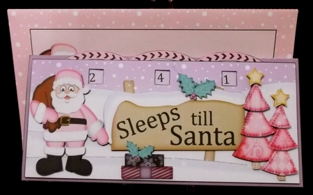3D Xmas Santa Sleeps Till Santa Countdown Card by Suzi Cooper