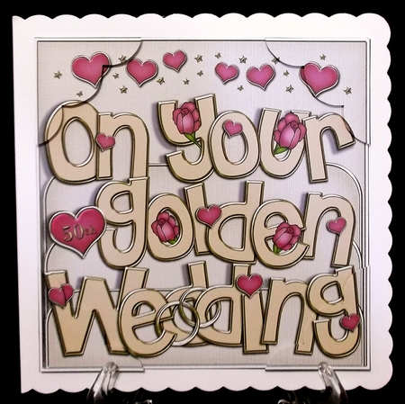 8 x 8 Golden Wedding Anniversary Scalloped Corner Topper by Suzi Cooper