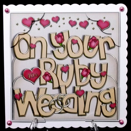 8 x 8 Ruby Wedding Anniversary Scalloped Corner Topper by Suzi Cooper