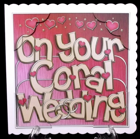 8 x 8 Coral Wedding Anniversary Scalloped Corner Topper by Suzi Cooper