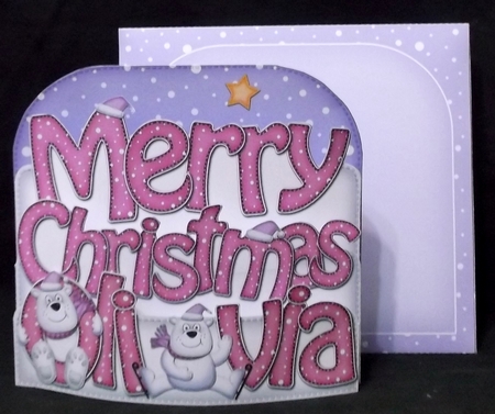 Christmas Olivia Polar Bears Pop Out Xmas Word Card by Suzi Cooper