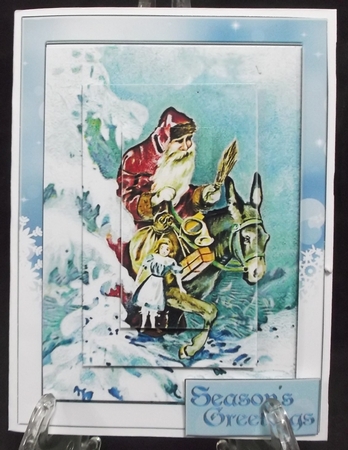 Vintage Santa on a Donkey! A6 by Suzi Cooper