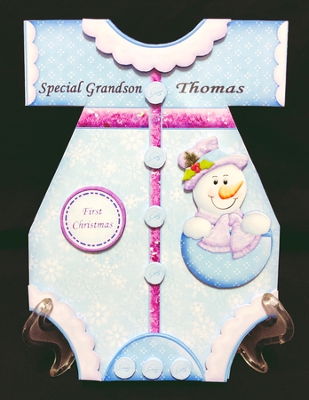 First Christmas Snowman Romper Shaped Card Mini Kit by Suzi Cooper