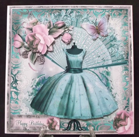 Vintage Style Teal Dress and Dusky Pink Rose by Suzi Cooper