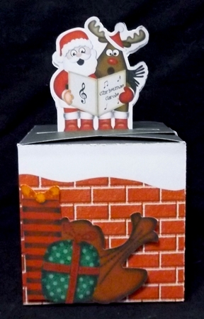 3D Xmas Singing Santa & Rudolph Shaped Top Gift Box Mini Kit by Suzi Cooper