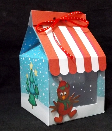3D Xmas Skating Robin Milk Carton Cupcake or Treat Box by Suzi Cooper