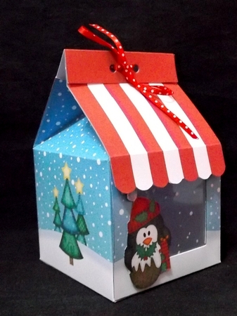 3D Xmas Penguin Milk Carton Cupcake or Treat Box Mini Kit by Suzi Cooper