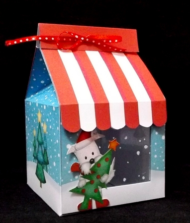 3D Xmas Westie Dog Milk Carton Cupcake or Treat Box Mini Kit by Suzi Cooper