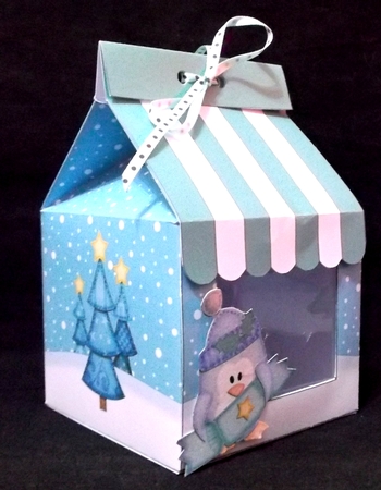 3D Xmas Penguin Milk Carton Cupcake or Treat Box Mini Kit by Suzi Cooper