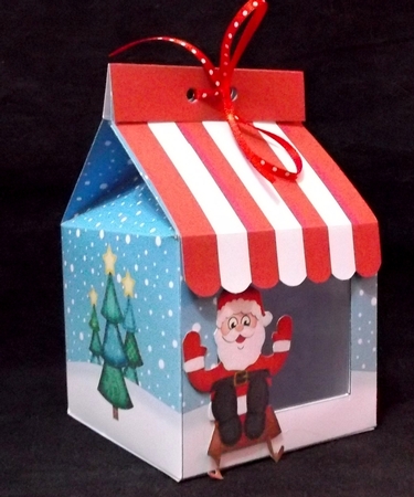 3D Xmas Sledging Santa Milk Carton Cupcake or Treat Box by Suzi Cooper