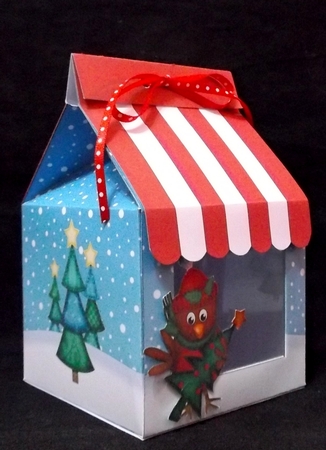 3D Xmas Robin Milk Carton Cupcake or Treat Box Mini Kit by Suzi Cooper