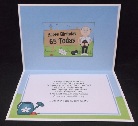 65th Birthday Old Man Bert Bowls 5x7 Insert by Suzi Cooper