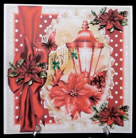 Beautiful Red Poinsettia Lantern Topper by Suzi Cooper