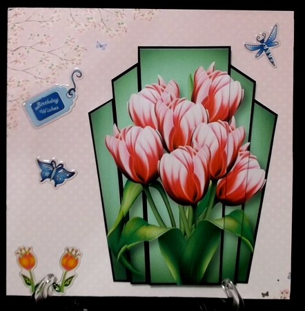 Art Deco Stacker Topper - Striped Pink Tulips by Suzi Cooper