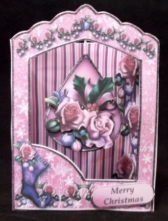 Christmas Roses - Teardrop Pendant Card Mini Kit by Suzi Cooper