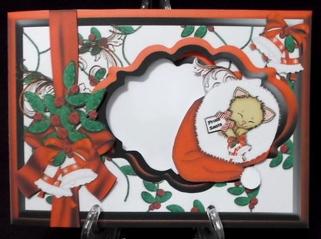 Sleeps Till Santa - A5 Landscape Big Bow Complete Card by Suzi Cooper