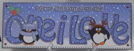 Large Dl Christmas One I Love Penguins 3D Decoupage by Suzi Cooper