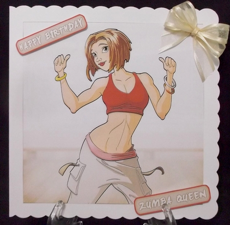 Fitness Dancer Dudess Brown Hair 8x8 Quick Card by Suzi Cooper