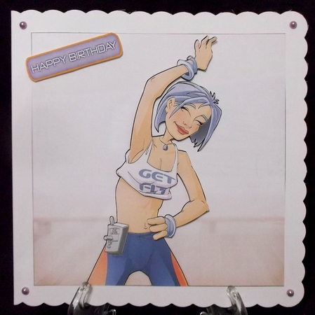 Get Fit Dudess Purple 8x8 Quick Card by Suzi Cooper