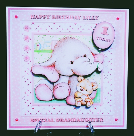 New Baby Girl Elephant 8x8 Decoupage Mini Kit Birthday Ages by Suzi Cooper