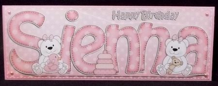 Large Dl Birthday Sienna Teddies 3D Decoupage by Suzi Cooper