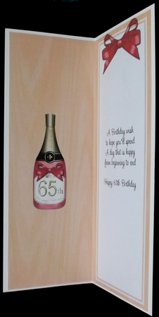 Large Dl 65th Birthday Champers in a Box Insert by Suzi Cooper