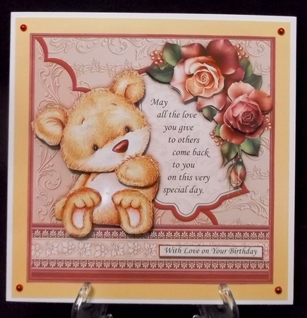 Bear with Roses & Verse 8x8 Decoupage Mini Kit by Suzi Cooper