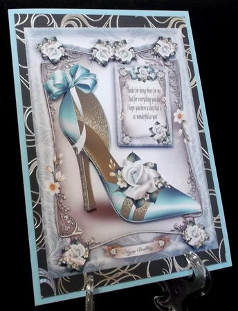 Soft Turquoise Shoes with Roses Card by Suzi Cooper