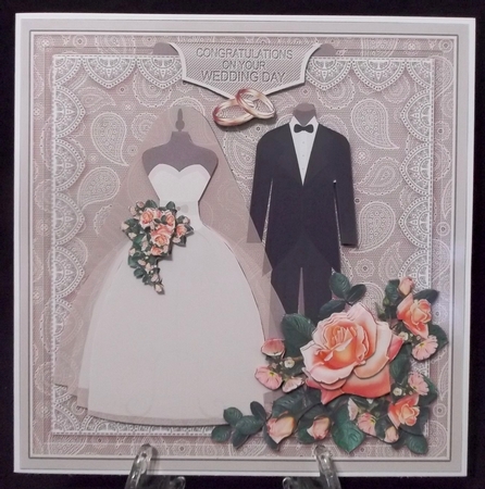 Wedding Attire with Coral Roses 8in x 8in Decoupage Mini Kit by Suzi Cooper
