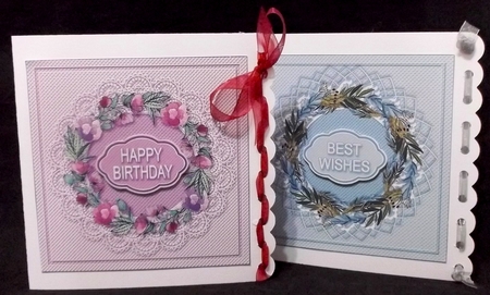 Lilac and Blue Floral Doilies 5in x 5in Card Fronts by Suzi Cooper