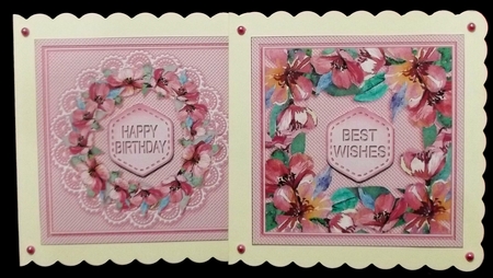 Pink Blossom 5in x 5in Card Fronts by Suzi Cooper