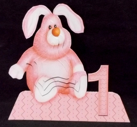 Bunny Cuddly Toy Shaped Age Card Pyramage by Suzi Cooper