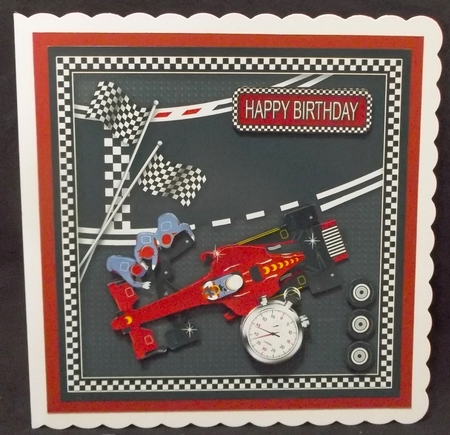 Pit Stop Red Racing Car 8in x 8in Decoupage Mini Kit by Suzi Cooper