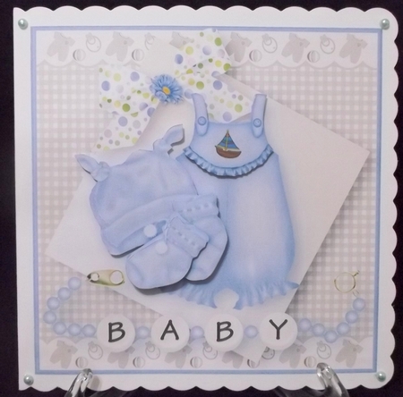 Baby Boy Decoupage Card Front by Suzi Cooper