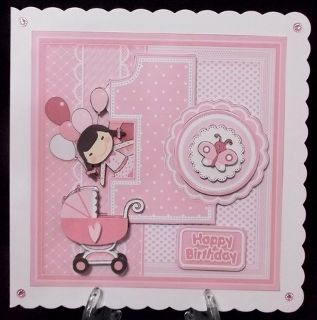 Birthday Girl with Doll Age 1 8in x 8in Decoupage Mini Kit by Suzi Cooper
