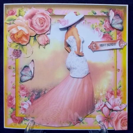 Beautiful Roses and Chiffon Card Front Kit by Suzi Cooper