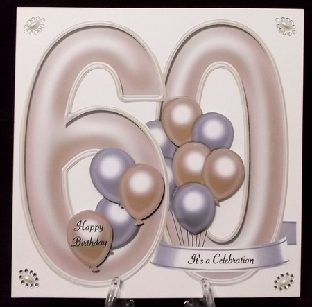 60 Year Celebration - Large Shaped Card Front by Suzi Cooper