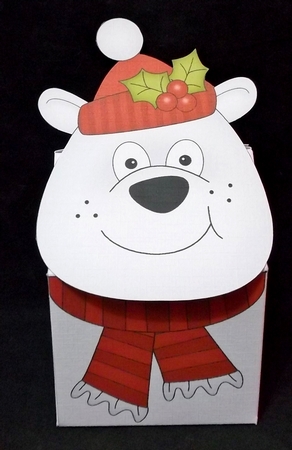 3D Christmas Polar Bear Milk Carton Gift or Treat Box by Suzi Cooper
